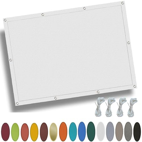 Sonnensegel Wasserdicht Rechteckig, 6 x 10 m Sonnenschutz UV Schutz Windschutz, Wasserdicht Sonnenschutz Sunsegel, inkl Befestigungsseile, für Balkon Terrasse Garten, Weiß