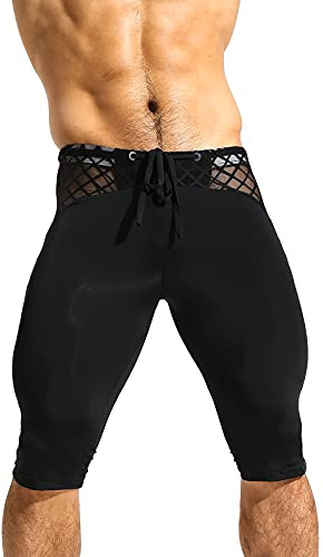 Casey Kevin Herr kompressionsbyxor 3/4 löparbyxor andningsbara sportbyxor snäva sportleggings kompressionsshorts för fitness, löpning, gym, F1-svart, XL