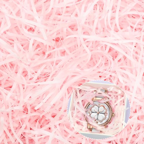 200 g de matériau de remplissage pour cadeau, raphia cadeau matériau de remplissage pour colis, offre une bonne protection et décoration pour cadeaux (rose clair)