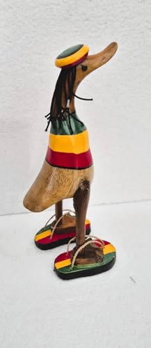 Bamboo Root Rasta Duck Rastafarian Theme Duck Carving Ornament Jamaican Duck