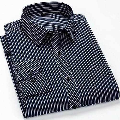 YJHLY Hemd Herren Plus Großer Größe 9XL 8XL 7XL Herren Langarmes Hemd Casual Business Classic Plaid Striped Männlich Übergroße Hemden-2105-48 - 9XL