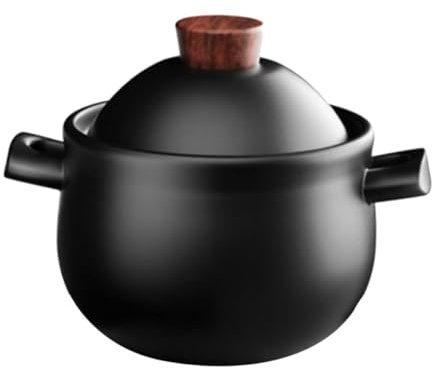 Cazuela de Barro 1, 8 L Antiadherente con Tapa para Guisar