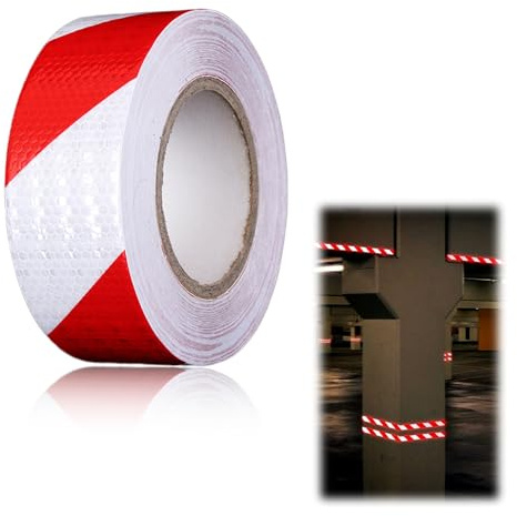 Reflektierendes Klebeband Rot und Weiß 12m × 5cm Reflektorband Selbstklebend Wasserdicht Warnband für Fahrzeuge Autos Anhänger Outdoor