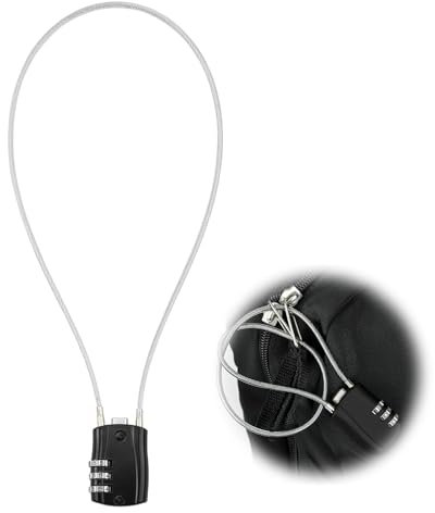 Long Padlock 50cm Steel Cable Bin Lock Safety Versatile Resettable 3 Digit Combination Padlocks Flexible Wire Padlock Outdoor Waterproof Lock for Locker Luggage Suitcase Gun Case Toolbox Helmet, Black