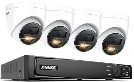 ANNKE 4K PoE CCTV Security System Outdoor, 8CH CCTV System with NVR and 4 x 8MP PoE IP Cameras, Person/Vehicle Detection, Remote Access, 100ft Night Vision, 24/7 Recording, Audio (HDD Not Included)