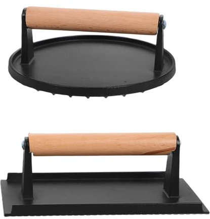 Alipis 2 Pezzi Pressa Per Hamburger Bistecche Hamburger Bistecca Di Prosciutto Schiacciapatate In Ghisa Pressa Per Tortilla Pressa Per Carne Resistente Pressa Per Peso Cottura Pressa Per