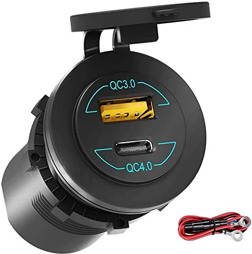 HPHPH Chargeur de Voiture USB à Charge Rapide 12V 24V 60W Prise USB Chargeur Rapide for Voiture, Bateau, Camion, Camping-Car, Moto, Accessoires Camping Car