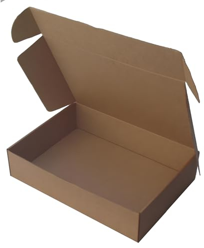 NoblesBox Klappschachtel 370x260x80 mm - Maxibriefkarton, Faltschachtel für Versand, Post, Büchersendung, Rechteckig, Stabil, Braun, Versandschachtel (25)