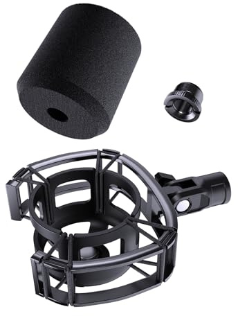 Custom Built for SoloCast Shock Mount with Screw Adapter, Anti-Vibration | Upgrade Elastic Suspension & Holder Clip, for HyperX SoloCast, Mic Stand, Podcast, Streaming, Improves Sound & Recording.