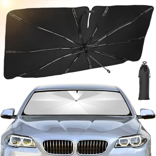 BITOYO Parasol para Parabrisas de Coche, Parasol Paraguas Coche Delantero Plegable, Protección UV, Aislamiento Térmico, Adaptable a la Mayoría de Coches, SUV, MPV, Camiones (L(140x78cm))