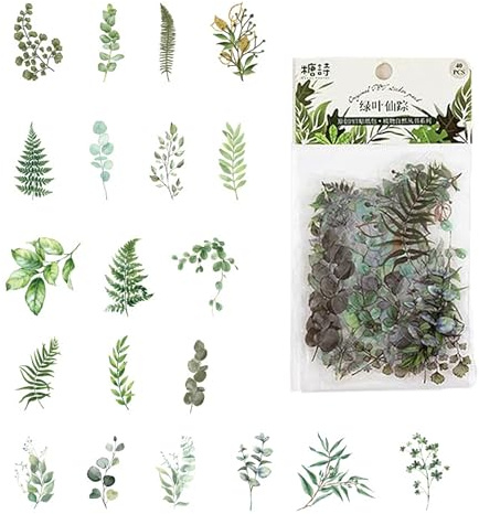 scalingscal 40 ark med naturliga klistermärken, klistermärken för gröna växter husdjur, vintage klistermärken, för DIY scrapbooking, fotoalbum, klistermärkesalbum