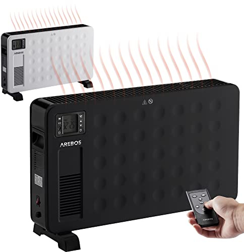 Arebos Convecteur 2300 W | chauffage électrique avec 3 niveaux de chauffage | chauffage par convecteurs | chauffage silencieux | noir