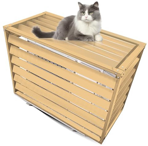 MMleYN Cache Climatiseur Exterieur Aluminium 100x50x70cm Cache Climatiseur Exterieur Cache Pompe A Chaleur Protection Contre Les Intempéries Protection Unité Extérieure(Champagne,100x50x70cm)
