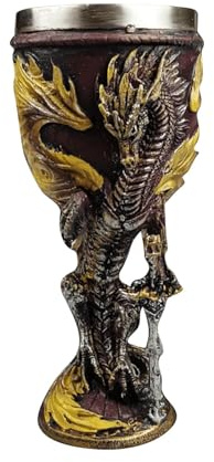 Dragon Coil Goblet Weinglas in Drachenform Unisex Kelch schwarz Edelstahl Drachen, Gothic Chalice,Mittelalterlicher Weinkelch (B)