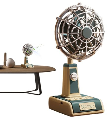 Huxibai Ventilador De Mesa,Circulador De Aire Recargable Por USB - Vintage 3 Velocidades para Interior Exterior Viajes Hogar Oficina Dormitorio Coche y Escritorio