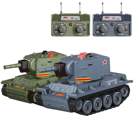 Char RC 1/64, mini char de combat 2,4 GHz avec mode de combat infrarouge, tourelle rotative à 330°, son et éclairage, cadeau d'anniversaire pour garçons (vert + gris)