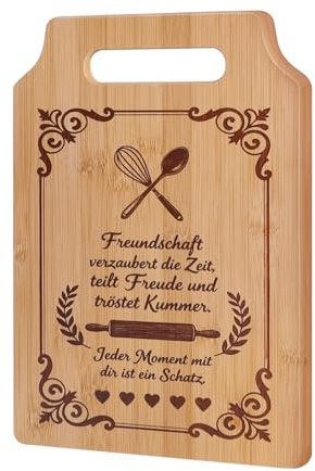 Geschenk für eine Freundin, Bambus Schneidebrett | Thema Freundschaft, für beste Freundin zum Geburtstag, Feiertage, Gedenktage oder Hochzeit