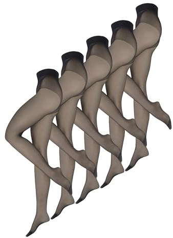 NUR DIE Damen Strumpfhose Goodbye Laufmaschen Energy 20 DEN 5-Pack - Feinstrumpfhose mit leichter Kompression, Laufmaschen-Schutz & Energieeffekt für lange Tage