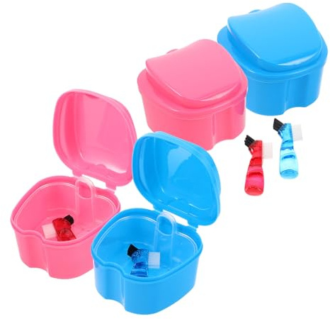 NOLITOY 4 Pièces Étui De Rangement Pour Prothèses Dentaires Boîte De Bain Pour Prothèses Gobelet Pour Appareil De Brosses Étui De Nettoyage Pour Orthodontiques