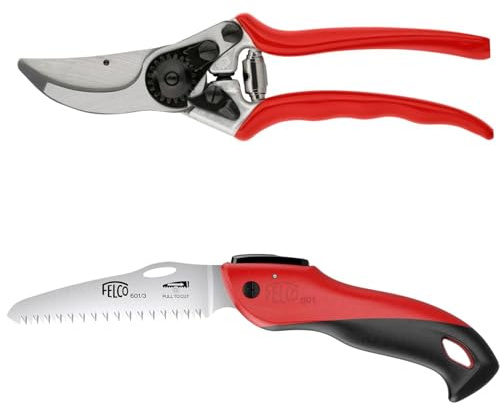 FELCO Set mit Gartenschere FELCO 11 und Klappsäge 601, Unverzichtbare Werkzeuge für Gartenarbeit, präzises Schneiden und Rebschnitt
