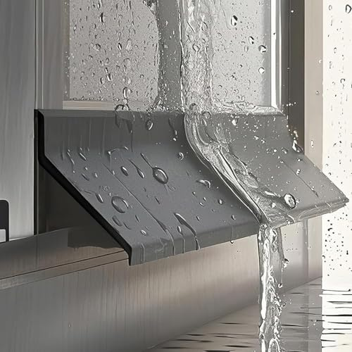 Protector Lluvia Puerta for Ventanas Adhesivo, 1-5m Barra Antis-Lluvia Autoadhesiva Deflector de Lluvia Puerta Ventana, Flexible y Cortable Barra de Goma Impermeable(5.5cm,1.5m(4.9ft))