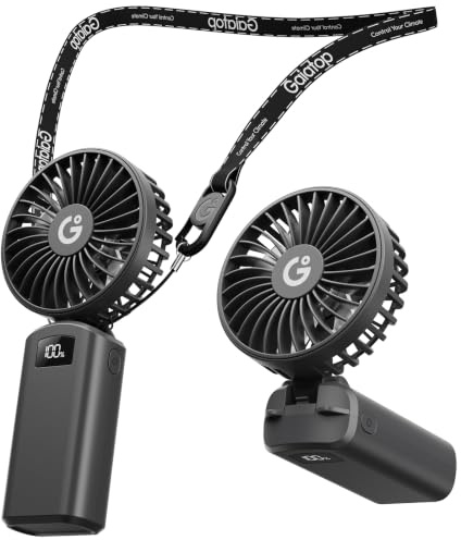 gaiatop Foldable Handheld Mini Fan, USB Rechargeable Portable Personal Fan, 3 Gears Strong Wind, LED Display, Max 13Hrs Runtime, Gifts for Men Women, Outdoor Travel Essentials, Black
