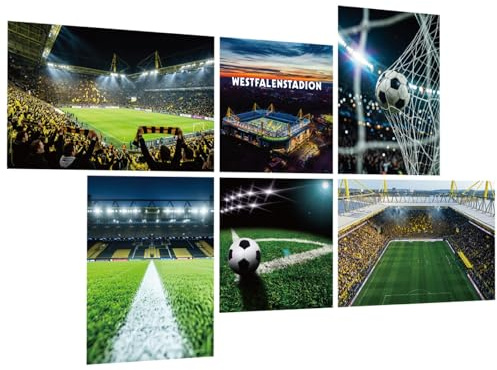 6er Set Fußball Wandtattoo Selbstklebend für Kinderzimmer - Fussball Wandaufkleber für Junge Teenager Schlafzimmer Spielzimmer - Dortmund Westfalenstadion Sport Wandsticker Wanddeko Geschenk (B)