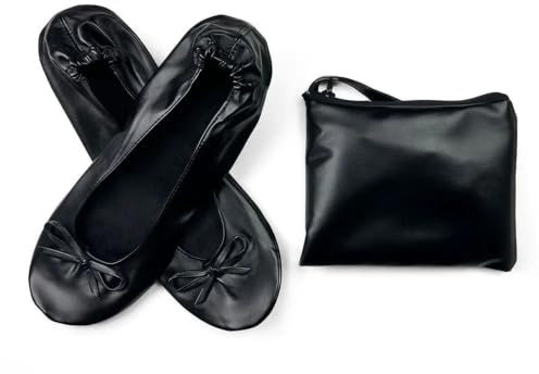 LCKKJHG Ballerines Pliables et Portables, Sac de Transport Assorti, Chaussures enroulables, Pantoufles Robe mariée for Femmes