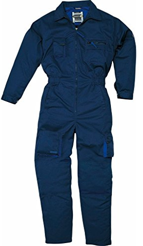Panoply Mach2 Boilersuit Overalls Coverall With Knee Pad Pockets (XLarge - 43-46 Chest - 31 Leg, Navy with Royal Blue trim)