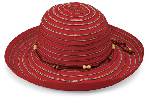 Wallaroo Women’s Breton Sun Hat (Red) – UPF 50+ UV Sun Protection, Packable, Adjustable Fit, Medium Size, Lightweight, Versatile Style for Travel, Beach, Hiking, and Everyday Sun Protection