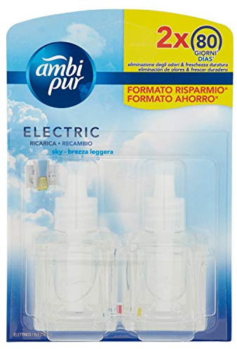 Ambi Pur Ricarica, Deodoranti per ambienti, Elimina Odori, Brezza Leggera Maxi Formato, 2 Confezioni da 21.5 ml