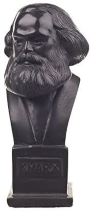 German Philosopher Socialist Karl Marx Stone Bust Statue Sculpture Black 12 cm