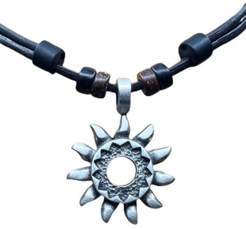 HANA LIMA Collier en cuir avec pendentif signe du soleil pour hommes & femmes réglable Collier de surfeur