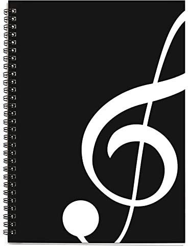 MAXCURY Blank Sheet Music Composition Manuscript Staff Paper Art Music Notebook Black 100 Pages 26x19cm (Black)