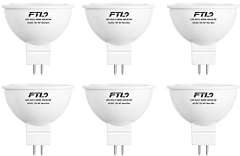FTL MR16 LED Bulb 12V 50W Equivalent Halogen Replacement GU5.3 Pin Base 5W 5000K Daylight Non-Dimmable for Landscape and Track Lights,6-Pack