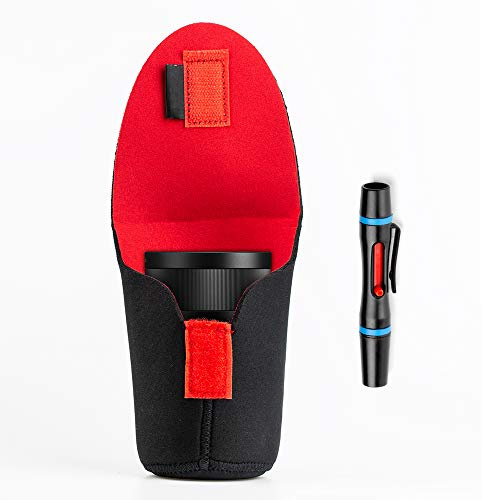 Fotover Objektivtasche Neopren Reise Tragen Objektivtasche Objektivbeutel Set Kompatibel mit Canon Nikon Sony Panasonic Pentax Olympus DSLR Kamera Objektiv mit Linsenreinigungsstift,L