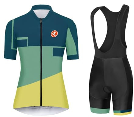 UGLY FROG Radtrikot Damen Kurzarm Fahrradbekleidung Set Outdoor Sports Radfahren Jersey + Radfahren Latzhose Shorts im Sommer