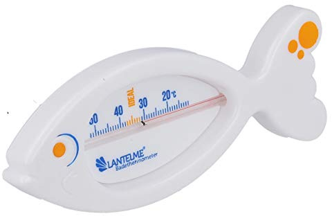Lantelme Badethermometer Fisch weiß Temperaturanzeige bis 52°C Grad Wassertemperatur | Analog Thermometer für sicheres Baden in Badewanne | Für Baby Kleinkinder Kinder und Erwachsene (Weiß)