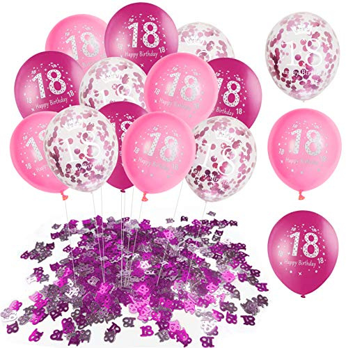 Luftballons 18 Jahre Geburtstag,30 Stück Deko 18. Geburtstags Mädchen Frauen,Luftballon 18. Geburtstagsdeko Rosa,18 Alles Gute zum Geburtstag Ballons,18th Birthday Ballon für Freundin Tochter