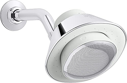Kohler K-28238-GKA-CP Moxie Alexa Enabled Showerhead, Bluetooth Shower Speaker & Radio, Rechargeable & Portable Speaker, 1.75 GPM, Polished Chrome
