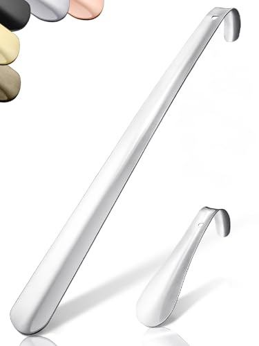JK Trade® Set med 2 stabila skohorn och rostfritt stål | 15 & 42cm | Skohorn i roststekt stål kort & långt | Snabbt & enkelt på ryggen | Optimerad Längd & bredd | Skohorn | Företag | Modernt