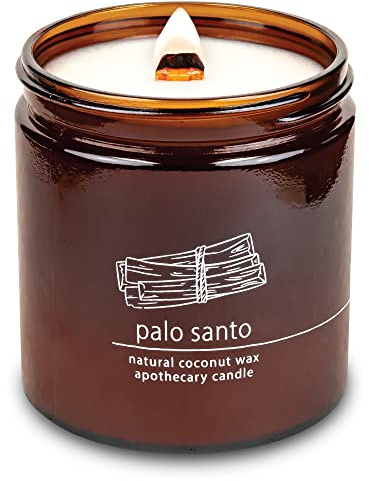 Hemlock Park Crackling Wood Wick Candle Handcrafted with Natural Coconut Wax (Large 16 oz, Palo Santo)