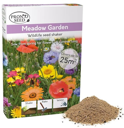 Pronto Seed Wild Flowers Seeds - UK Mixed Variety Pack - Selected Wildflower Seed Mix for Garden & Meadow Areas - Native British Blooms, Covers 25m2 (Meadow Garden)
