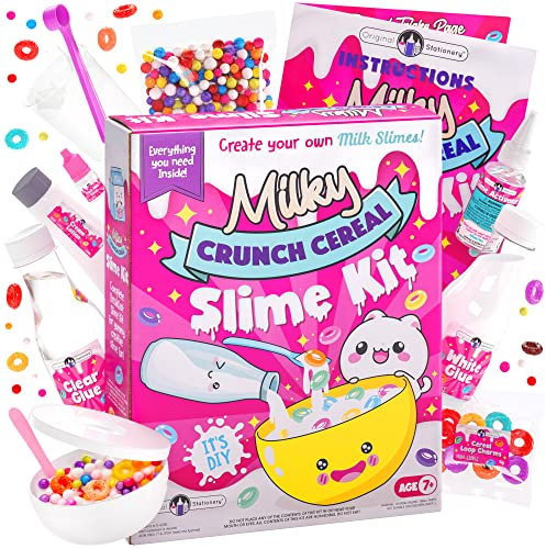 Original Stationery Kit de Slime Croquant aux Céréales au Lait, Tout ce Dont Vous Avez Besoin dans Un Kit de Slime de Céréales pour Faire du Slime Vraiment Croquant, Idée Cadeaux Enfants