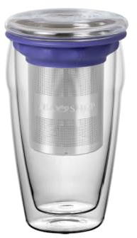 TEA SHOP - Taza de Té o Infusiones - Taza All in One Jumbo Mallow - Taza de Cristal Termorresistente con Infusor de Acero Inoxidable - 400 ml - Lila