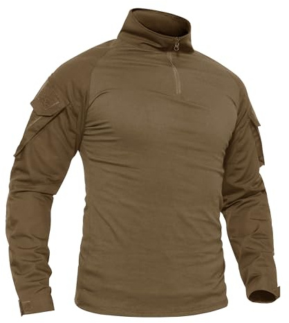TACVASEN Slim Fit Herren Baumwollhemd Outdoor Military T-Shirt mit Tasche