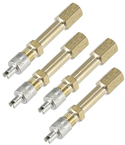 X AUTOHAUX 4 Stück Reifenventil-Verlängerungsadapter 50mm Für PKW SUV | Messing, Messingfarben, Innengewinde 7mm, Außengewinde M8x0.8, Für Motorrad, Fahrrad, Anhänger