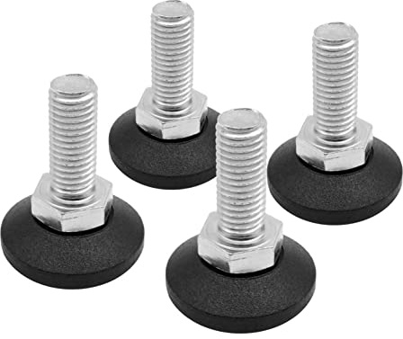 Design61 4 tornillos de ajuste de 38 mm de diámetro con tornillo de ajuste galvanizado M12 x 40 mm (pie giratorio)