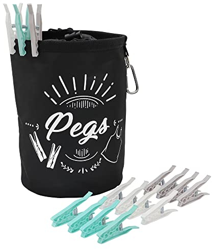 JVL Large Peg Bag with 192 Large Ultra Strong Pegs, Aqua, (08-040-281)