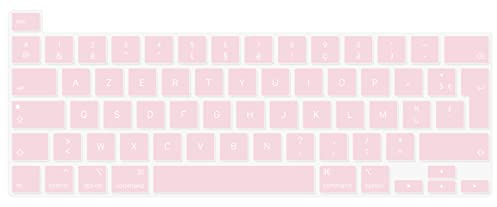 Digi-Tatoo Tastaturschutz, kompatibel mit Tastatur 2022 New MacBook M2 Chip Pro 13 und 2020/2019, MacBook Pro 13 Zoll A2338 A2289 A2251, AZERTY French Layout, Silikon, Rosa